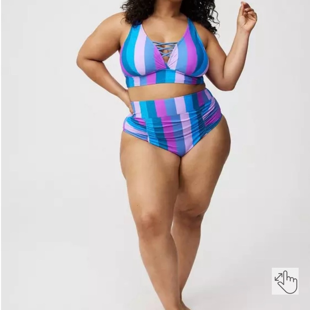 Torrid Multicolor Striped Bikini Set